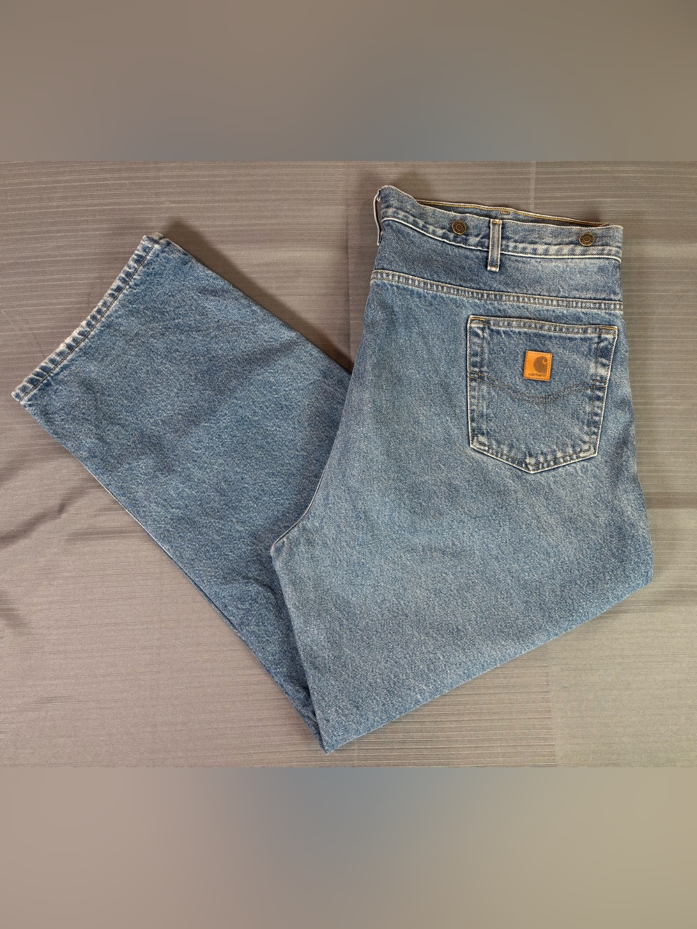 Carhartt B172 DST Flannel Lined Jeans 46x30 Relaxed Fit Dark Stone Workwear